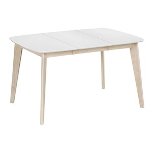 Table à manger extensible carrée blanche et bois l90-130 cm leena