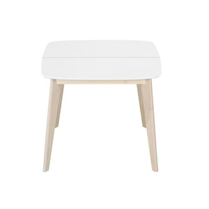 Table à manger extensible carrée blanche et bois l90-130 cm leena