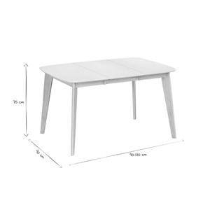 Table à manger extensible carrée blanche et bois l90-130 cm leena