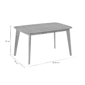 Table à manger extensible carrée placage chêne l90-130 cm leena