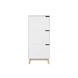 Meuble de rangement haut blanc et bois clair 3 portes l60 cm leena