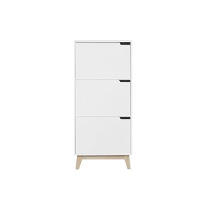Meuble de rangement haut blanc et bois clair 3 portes l60 cm leena
