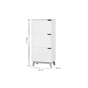 Meuble de rangement haut blanc et bois clair 3 portes l60 cm leena
