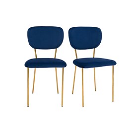 Chaises en tissu velours bleu foncé et métal doré (lot de 2) lepidus