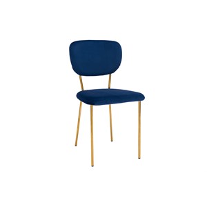 Chaises en tissu velours bleu foncé et métal doré (lot de 2) lepidus