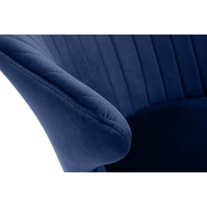 Chaise en tissu velours bleu foncé et métal noir requiem
