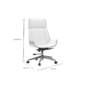 Fauteuil de bureau de direction blanc, bois clair et acier chromé curved