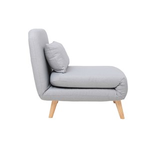 Fauteuil convertible en tissu gris clair et bois clair amiko