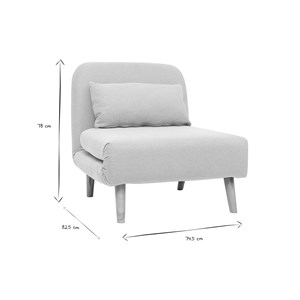 Fauteuil convertible en tissu gris clair et bois clair amiko