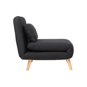 Fauteuil convertible en tissu gris foncé et bois clair amiko