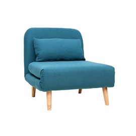 Fauteuil convertible en tissu bleu canard amiko