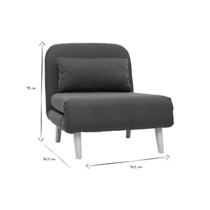 Fauteuil convertible en tissu bleu foncé et bois clair amiko