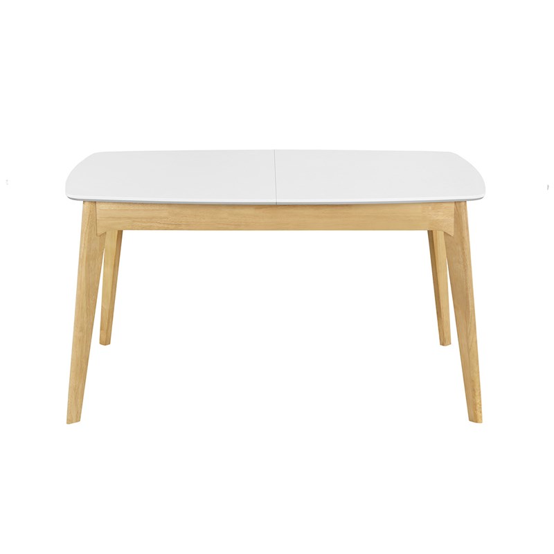 Table extensible rectangulaire blanc et bois l140-180 cm meena