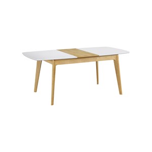Table extensible  rectangulaire blanc et bois l140-180 cm meena