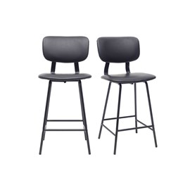 Tabourets de bar  noir avec pieds métal 65cm (lot de 2) lab