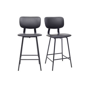 Tabourets de bar  noir avec pieds métal 65cm (lot de 2) lab
