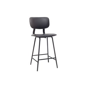 Tabourets de bar  noir avec pieds métal 65cm (lot de 2) lab