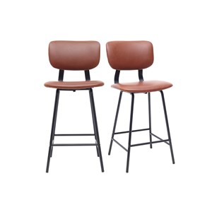 Tabourets de bar  marron clair avec pieds métal 65 cm (lot de 2) lab