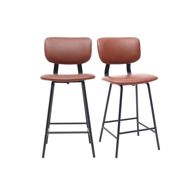 Tabourets de bar marron clair avec pieds métal 65 cm (lot de 2) lab