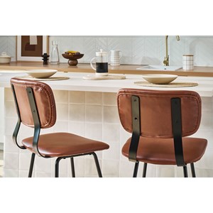 Tabourets de bar  marron clair avec pieds métal 65 cm (lot de 2) lab