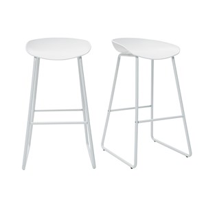 Tabourets de bar blancs h75 cm  (lot de 2) pebble