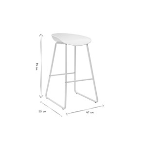 Tabourets de bar blancs h75 cm  (lot de 2) pebble