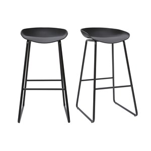 Tabourets de bar noirs h75 cm (lot de 2) pebble