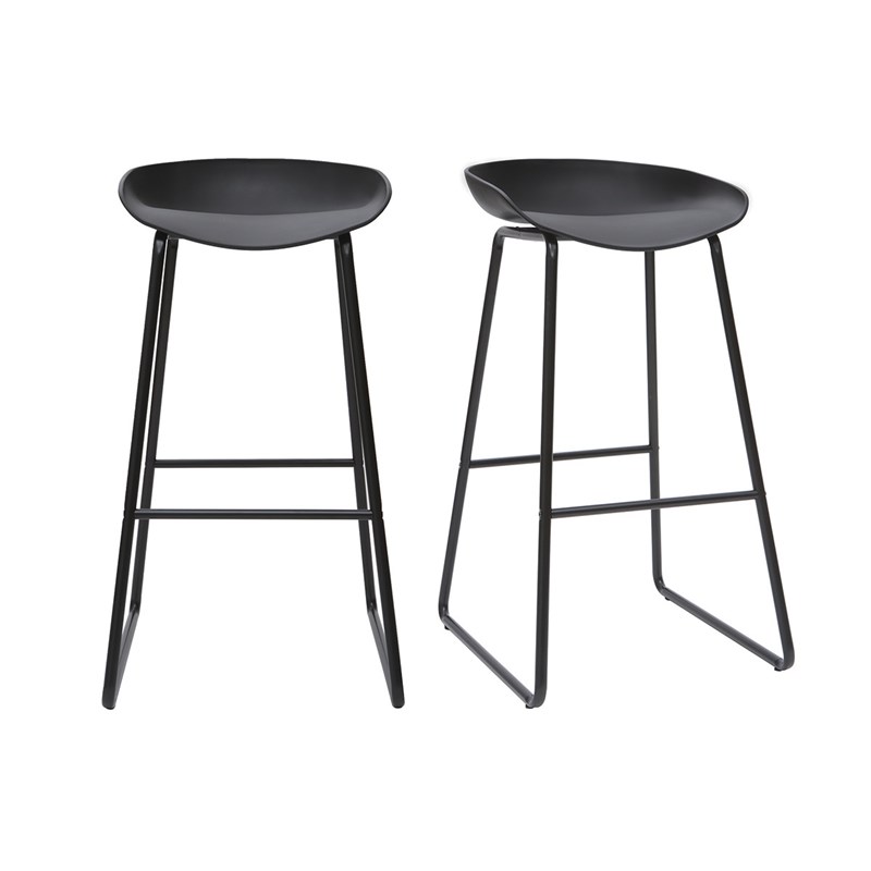 Tabourets de bar noirs h75 cm (lot de 2) pebble