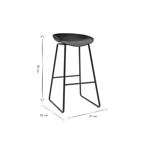 Tabourets de bar noirs h75 cm (lot de 2) pebble