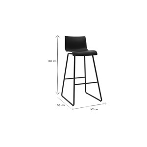 Tabourets de bar noir 76 cm (lot de 2) ona
