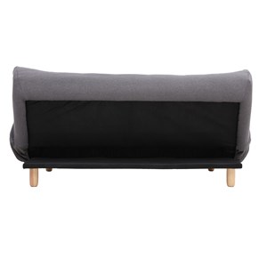 Canapé convertible 3 places en tissu gris foncé et bois clair yumi