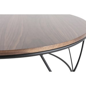 Table basse ronde bois foncé noyer et métal noir d80 cm lace