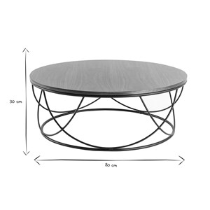 Table basse ronde bois foncé noyer et métal noir d80 cm lace