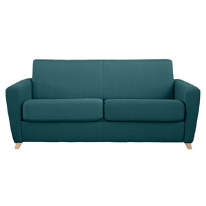 Canapé convertible 3 places en tissu bleu canard avec matelas graham