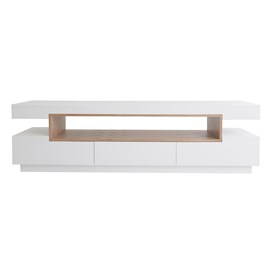 Meuble tv blanc et bois l200 cm livo