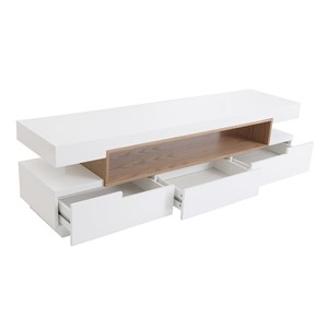 Meuble tv blanc et bois l200 cm livo