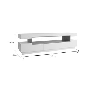 Meuble tv blanc et bois l200 cm livo