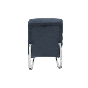 Rocking chair en tissu effet velours bleu et acier chromé taylor