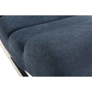 Rocking chair en tissu effet velours bleu et acier chromé taylor