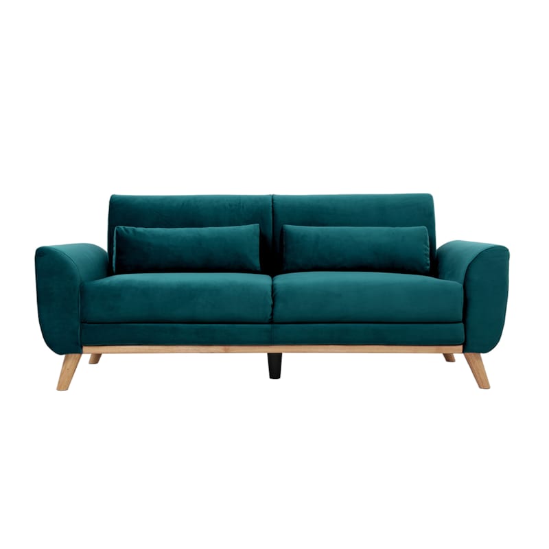 MILIBOO  Canap&eacute; scandinave 3 places velours bleu p&eacute;trole EKTOR 