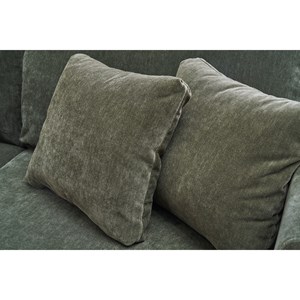 Canapé déhoussable 3 places en tissu effet velours vert kaki et bois clair oslo