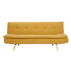Canapé convertible 3 places en tissu effet velours jaune moutarde senso