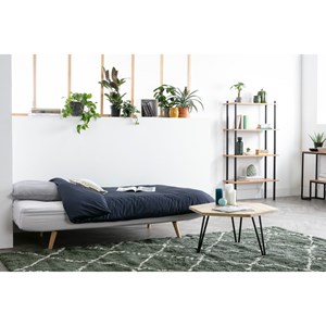 Canapé convertible 3 places en tissu effet velours jaune moutarde senso