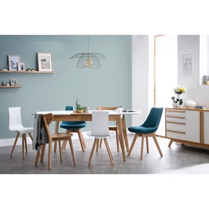 Chaises en tissu bleu canard et bois clair (lot de 2) matilde