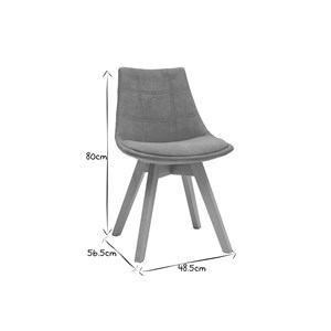 Chaises en tissu bleu canard et bois clair (lot de 2) matilde