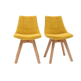 Chaises scandinaves en tissu effet velours jaune moutarde (lot de 2) matilde