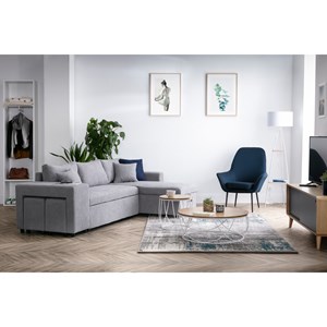 Table d'appoint ronde bois clair chêne et métal blanc d42 cm lace