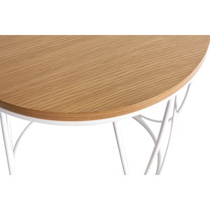Table d'appoint ronde bois clair chêne et métal blanc d42 cm lace