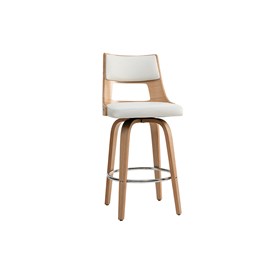 Tabouret de bar pivotant blanc et bois clair garbo