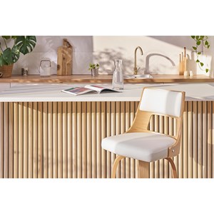 Tabouret de bar pivotant blanc et bois clair garbo